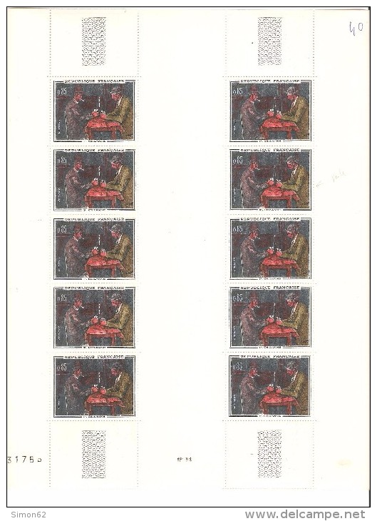 FRANCE   FEUILLE DE 10  DU N° 1321  NEUF ** MNH DE1961 - Feuilles Complètes