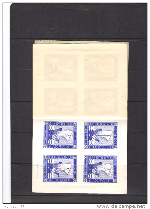 CARNET DE 5 BLOCS DE LA VIGNETTE OFFICIELLE PEXIP-1937 - Neuf ** - Philatelic Fairs