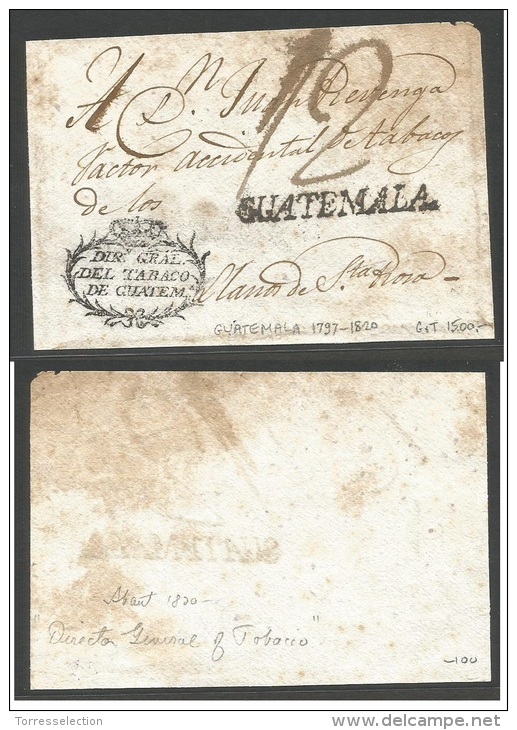 GUATEMALA. Cartas. C. 1797. GPO - Llanos De Sta. Rosa. Colonial Front / Tabaco Factory, Know Cachet + Stline GUATEMAL... - Guatemala