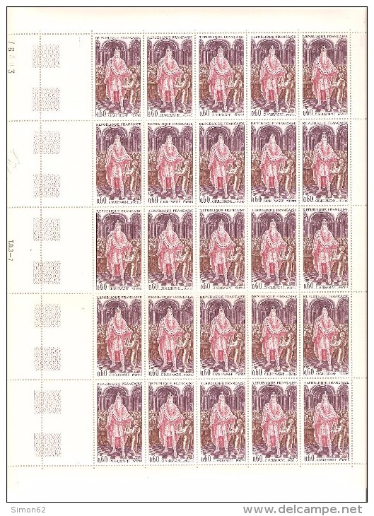 FRANCE FRAGMENT DE  FEUILLE DE 25  DU N° 1497 NEUF ** MNH DE1966 - Full Sheets