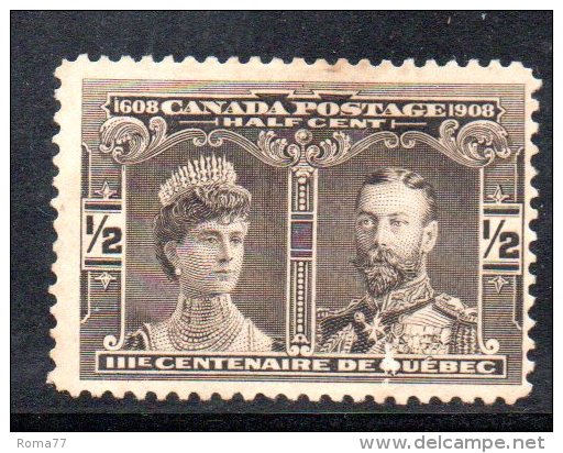 Y796 - CANADA' 1908 ,  Y&T  1/2 Cent N. 85 Senza Gomma - Ongebruikt