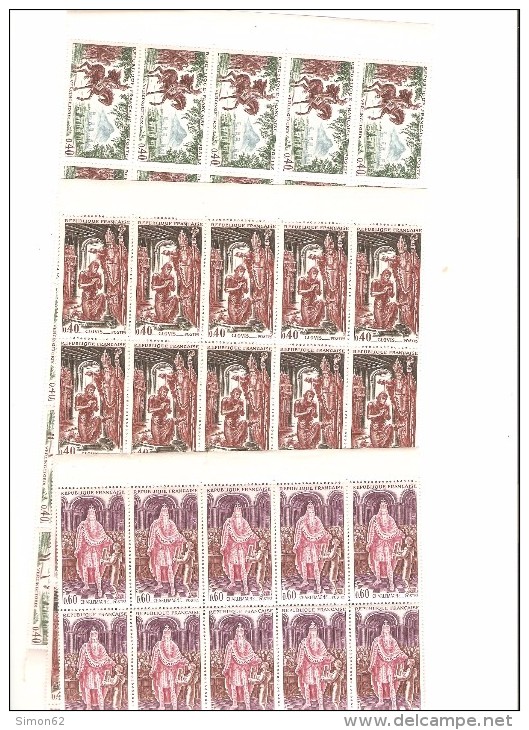 FRANCE  FRAGMENT DE  FEUILLE  DE  15  DU N° 1495/1497   NEUF ** MNH DE 1966 - Full Sheets