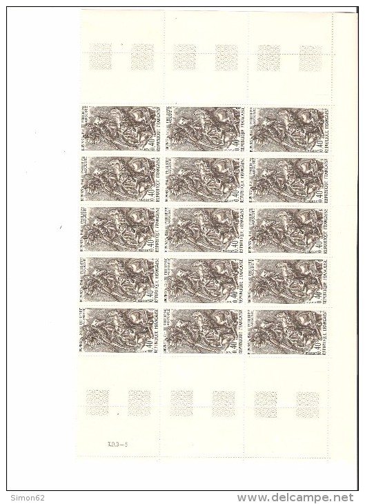 FRANCE  FRAGMENT DE  FEUILLE  DE  25  DU N° 1538   NEUF ** MNH DE 1966 - Full Sheets