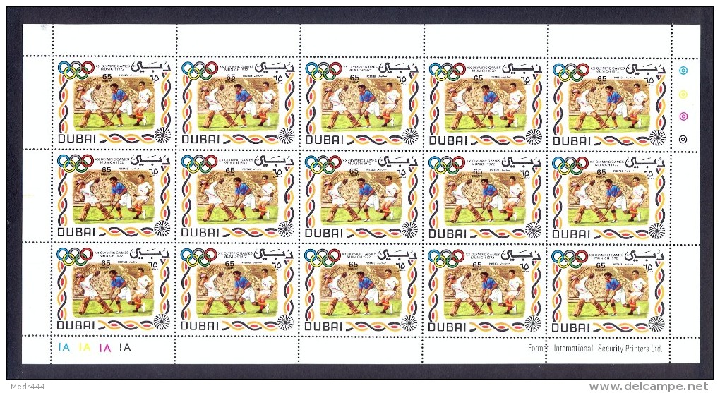 Dubaï 1972 - Six Complete Full Sheets - Olympic Games - Munich 72 - MNH** - Excellent Quality - Dubai