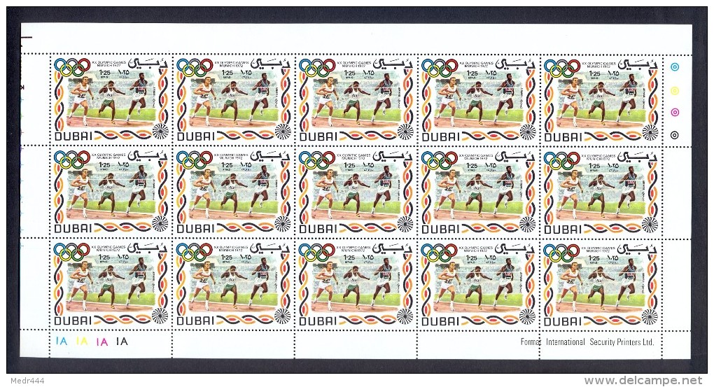 Dubaï 1972 - Six Complete Full Sheets - Olympic Games - Munich 72 - MNH** - Excellent Quality - Dubai