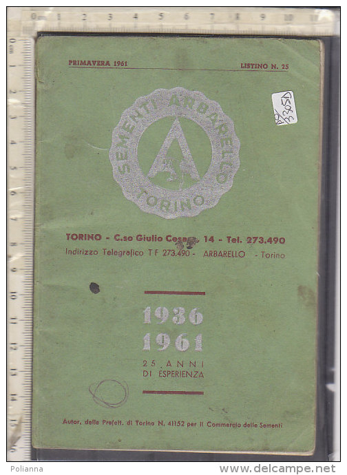 PO3305D# LISTINO ILLUSTRATO SEMENTI ARBARELLO TORINO 1961/ATTREZZI GIARDINAGGIO/CALENDARIO SEMINE - Giardinaggio