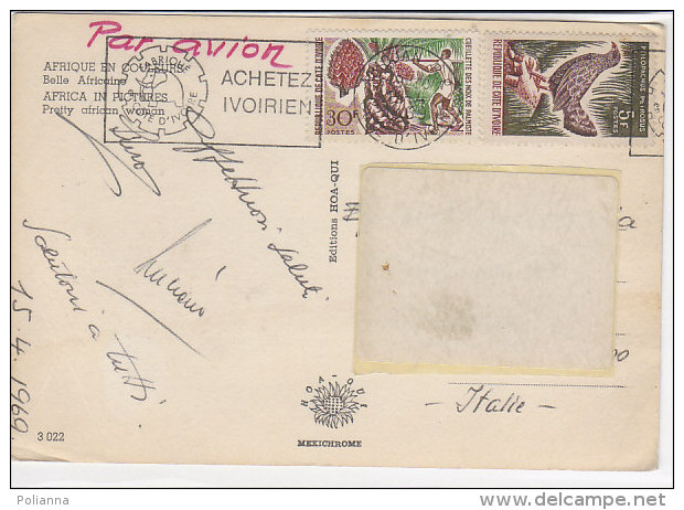 PO3456D# COSTA D'AVORIO - ABIDJAN - DONNE SENO NUDO  VG 1969 - Costa D'Avorio