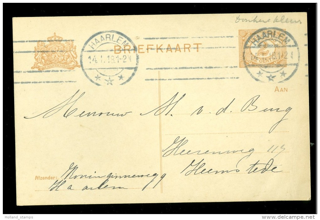 NEDERLAND * HANDGESCHREVEN BRIEFKAART * GELOPEN IN 1918 Van HAARLEM Naar HEEMSTEDE (10.007m) - Postal Stationery