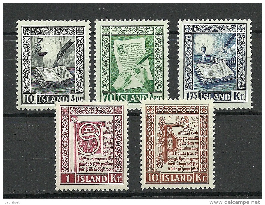 ISLAND 1953 Michel 287 - 291 Alte Island-Manuscripte MNH - Ungebraucht