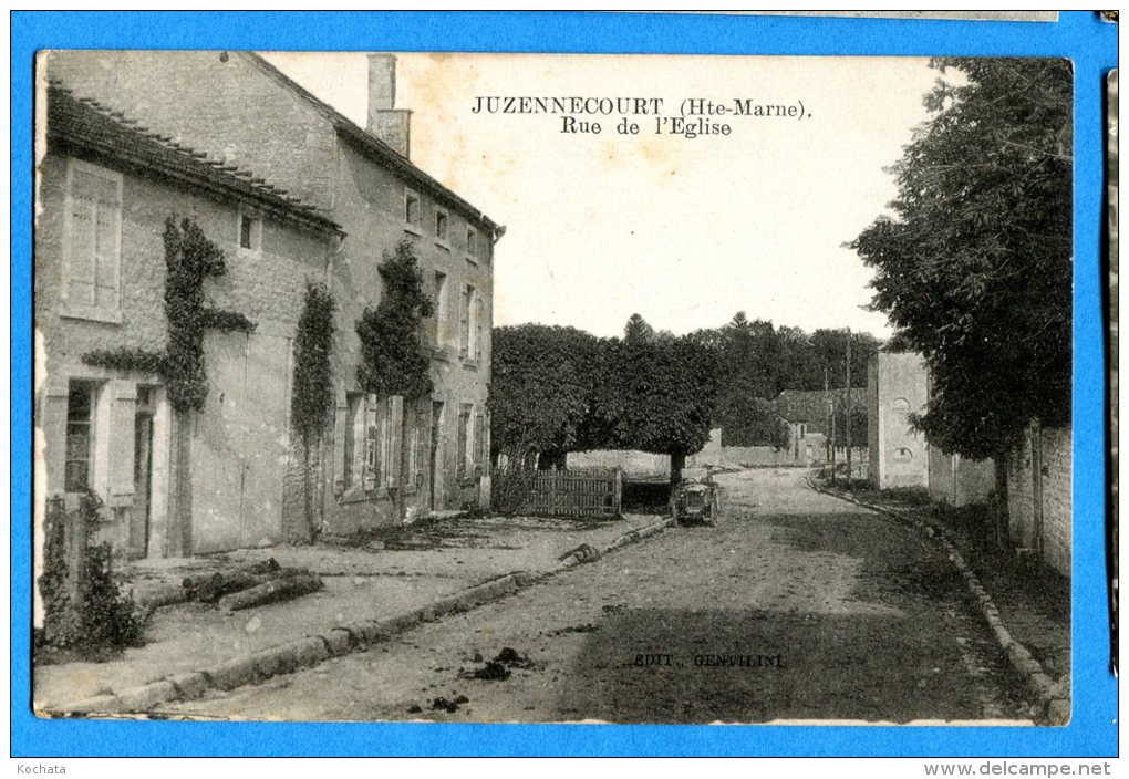 T080, Juzennecourt, Rue De L'Eglise, Circulée 1933 Timbre Décollé - Juzennecourt