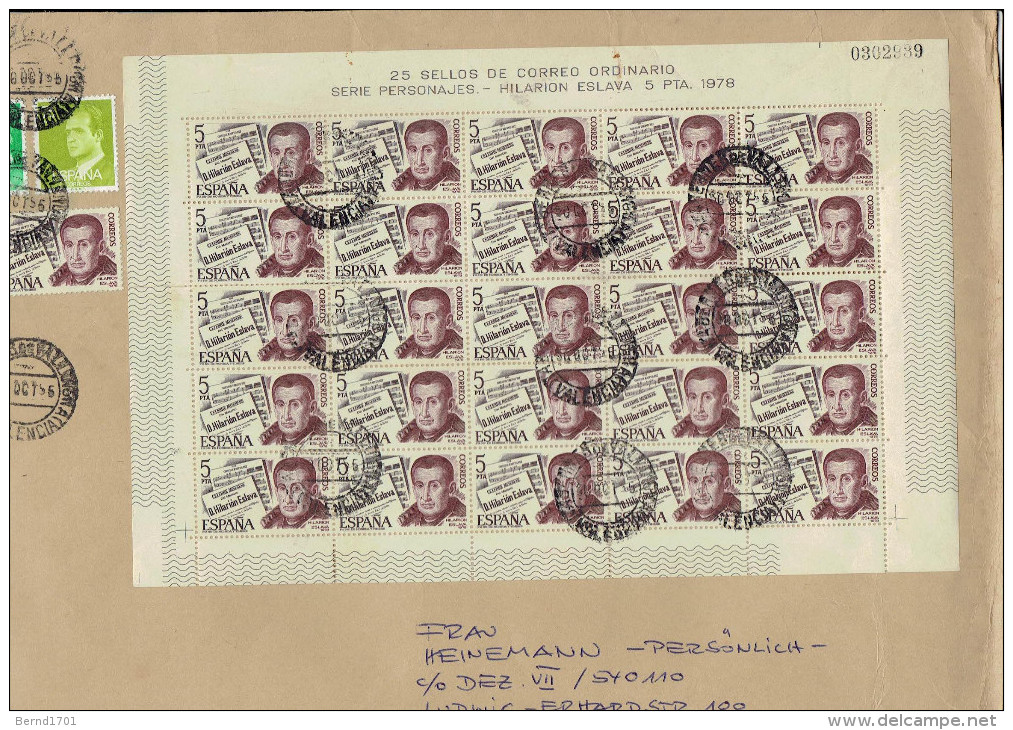 Spanien / Spain - Umschlag Echt Gelaufen / Cover Used (k459) - Briefe U. Dokumente