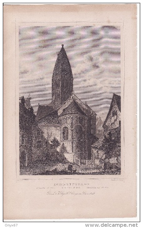 SELESTAT-SCHLETTSTADT (Bas-Rhin) Eglise Saint-Foy-Lavandière Au Travail- GRAVURE D'Epoque Retirée D'un Livre Vers 1860 - Non Classés