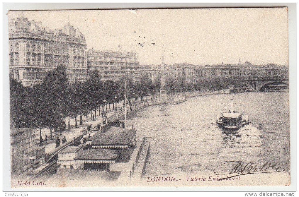 London, Victoria Embankment, Hotel Cecil (pk25860) - River Thames