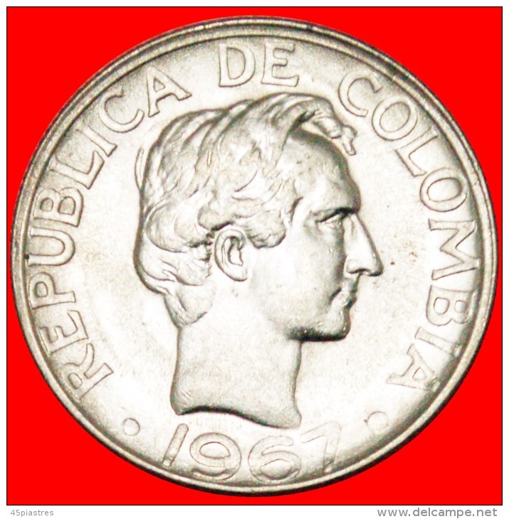 * SANTANDER (1792-1840): COLOMBIA  20 CENTAVOS 1967! MINT LUSTRE!  LOW START  NO RESERVE! Santander (1792-1840) - Colombia