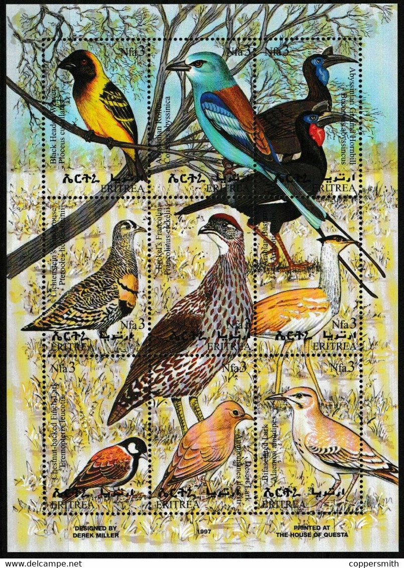 (041-44) Eritrea  Birds Sheet / Bloc / Bf Oiseaux / Vögel / Vogels ** / Mnh  Michel 168-185 + BL 7-8 - Eritrea