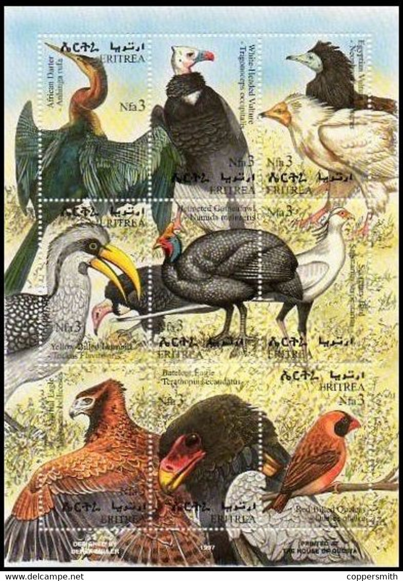 (041-44) Eritrea  Birds Sheet / Bloc / Bf Oiseaux / Vögel / Vogels ** / Mnh  Michel 168-185 + BL 7-8 - Erythrée