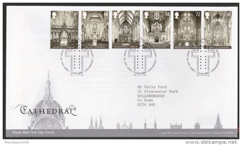 GB 2008 CATHEDRALS FDC SG 2841-46 MI 2641-46 SC 2574-79 IV 3019-24 - Covers & Documents