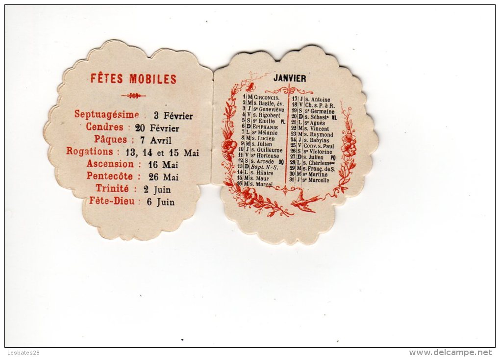 ALMANACH  CALENDRIERS AGENDA PETIT FORMAT  CALENDRIER 1901 -  COUVERTURE Chromos  FLEURS "PENSEE" - Small : 1901-20