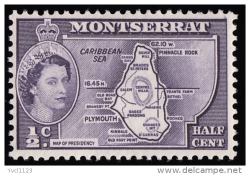 MONTSERRAT - Scott #128 Map Of Presidency (*) / Mint NH Stamp - Montserrat