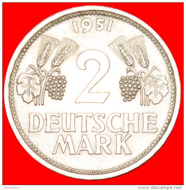 &#9733;RARITY: GERMANY &#9733; 2 DEUTSCHE MARK 1951D! LOW START &#9733; NO RESERVE!!! - 2 Mark