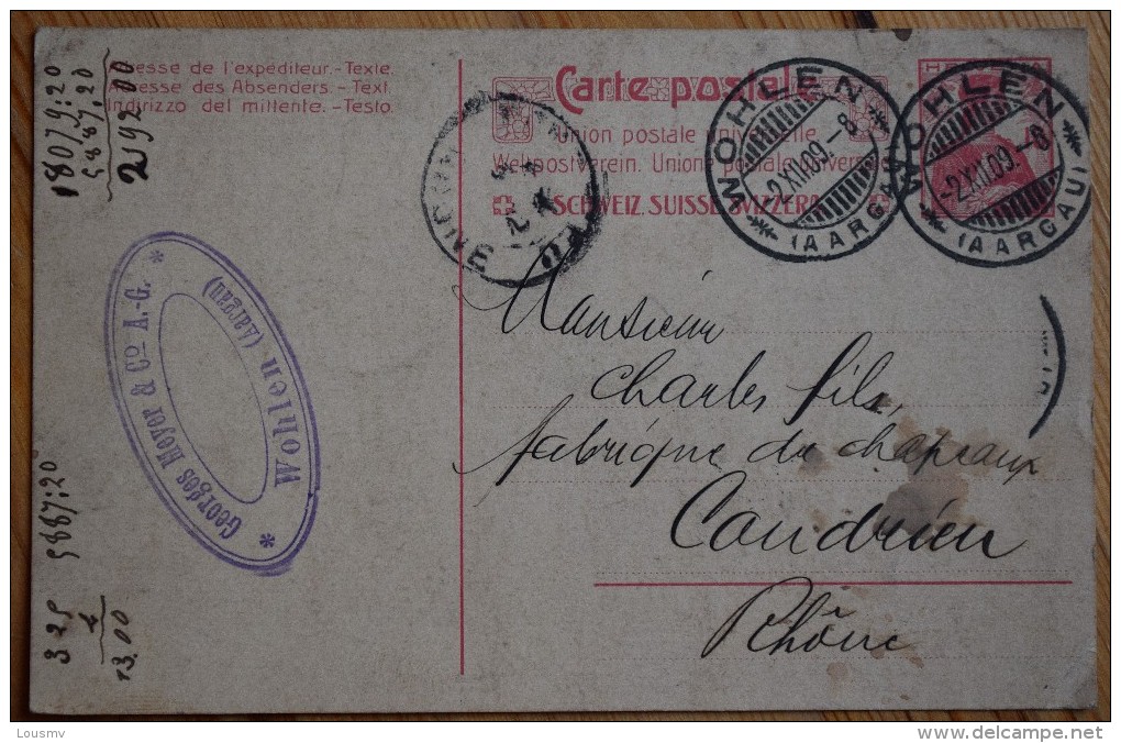 Suisse - Wohlen - Entier Postal Avec Tampon De Georges Meyer & Co A. G.  - (n°4813) - Wohlen