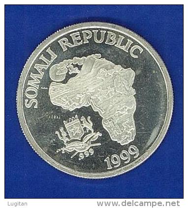 SOMALIA - 10 DOLLARI - ONCIA  FINE SILVER  - 1 OZ - THE AFRICAN MONKEY - ANNO 1999 - FONDO SPECCHIO - PROOF - Somalia