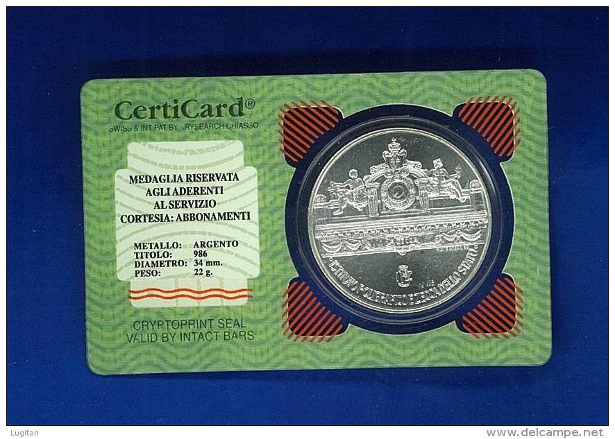 Originale Medaglia Servizio Cortesia IPZS Argento 986 ANNO 1994 FdC.grammi 22. - Altri & Non Classificati