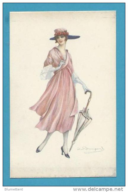 CPA 915-3 - Art Nouveau Art Déco Jeune Femme Mode Parapluie Ou Ombrelle Illustrateur Italien BOMPARD - Italie - Bompard, S.