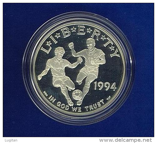 US Coin 1994 S World Cup Soccer Proof Commemorative 90% Silver Dollar Govt Box - Gedenkmünzen