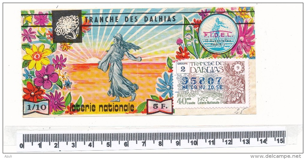 Billet De La Loterie Nationale - Tranche Des Dalhias 1977 - Billetes De Lotería