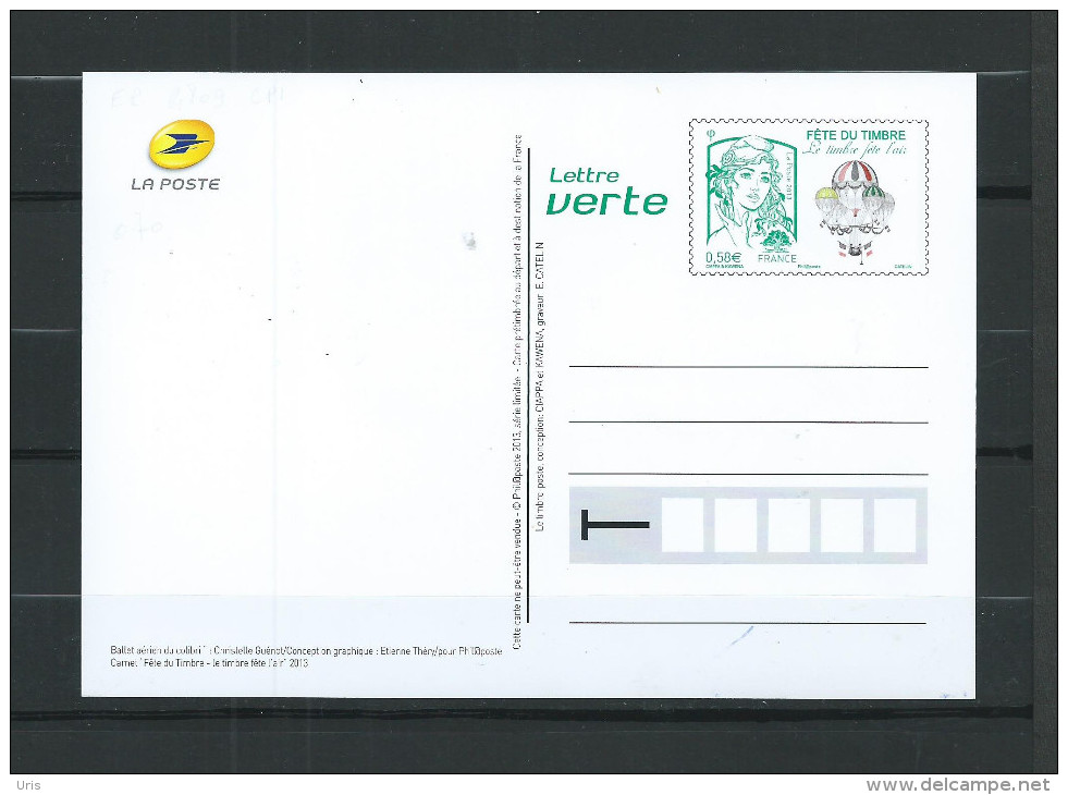 FRANCE   ENTIER  POSTAL  4809  CP1  LETTRE  VERTE   NEUF ** - Cartoline Postali E Su Commissione Privata TSC (ante 1995)