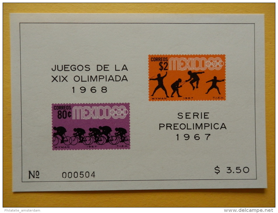 Mexico 1967, PRE-OLYMPICS MEXICO: Mi 1245-53, Bl. 7-10, ** - Ete 1968: Mexico