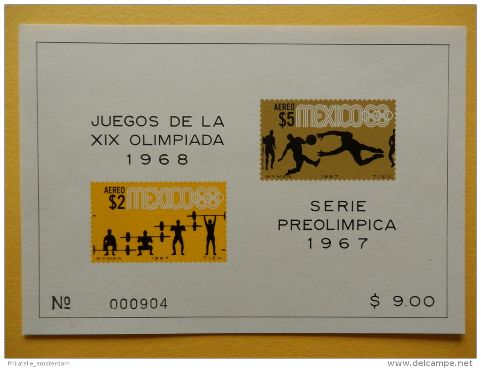 Mexico 1967, PRE-OLYMPICS MEXICO: Mi 1245-53, Bl. 7-10, ** - Ete 1968: Mexico