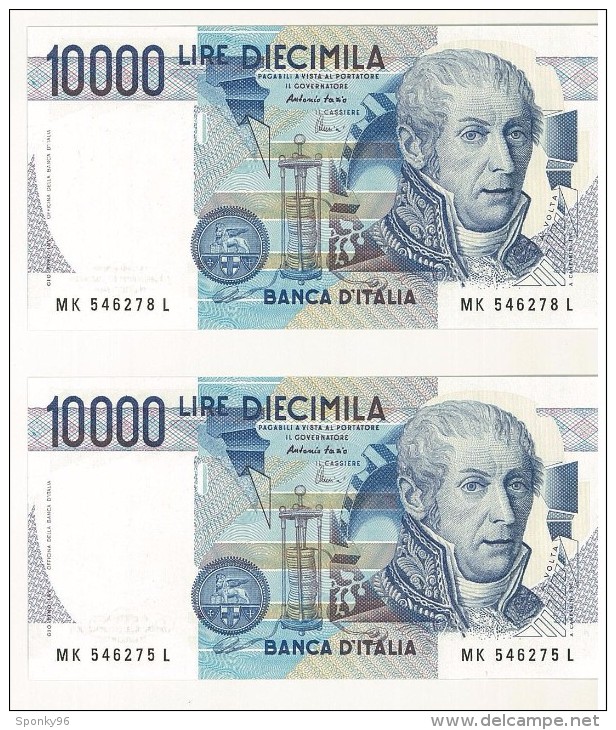 ITALIA -  10.000 LIRE ALESSANDRO VOLTA - # MK 546275L / MK 546276L / MK 546277L / MK 546278L - CONSECUTIVE 4 PEZZI FDS - 10.000 Lire