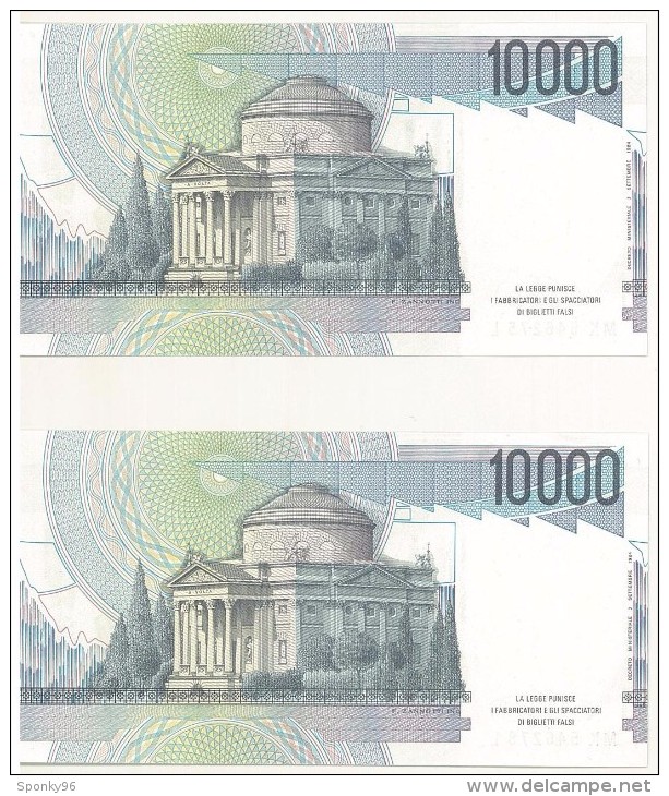 ITALIA -  10.000 LIRE ALESSANDRO VOLTA - # MK 546275L / MK 546276L / MK 546277L / MK 546278L - CONSECUTIVE 4 PEZZI FDS - 10.000 Lire