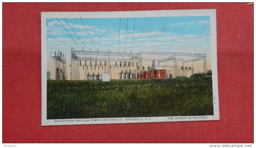 - South Carolina>  Hartsville-- Sub Station  Carolina Power & Light- Back Side Paper Residue From Album   =  Ref --2058 - Greenville