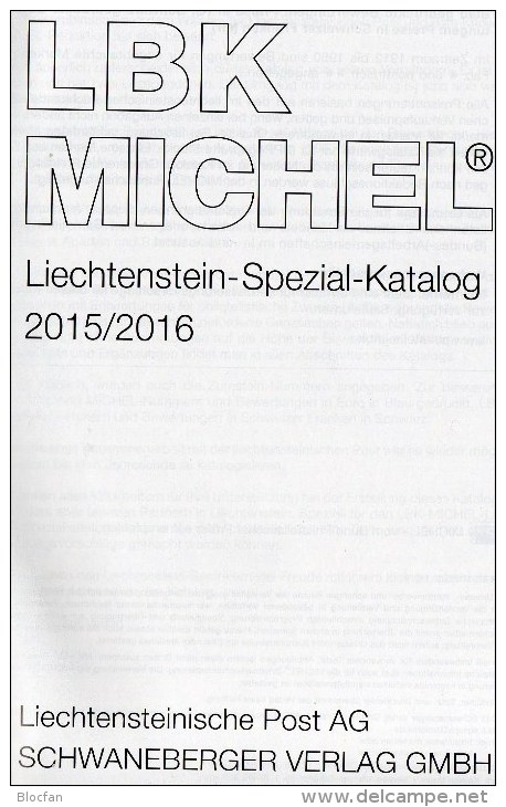 MICHEL Liechtenstein Spezial Briefmarken Katalog LBK 2015/2016 Neu 39F Vorphilatelie Ganzsachen Flugpost Catalogue Of FL - Art