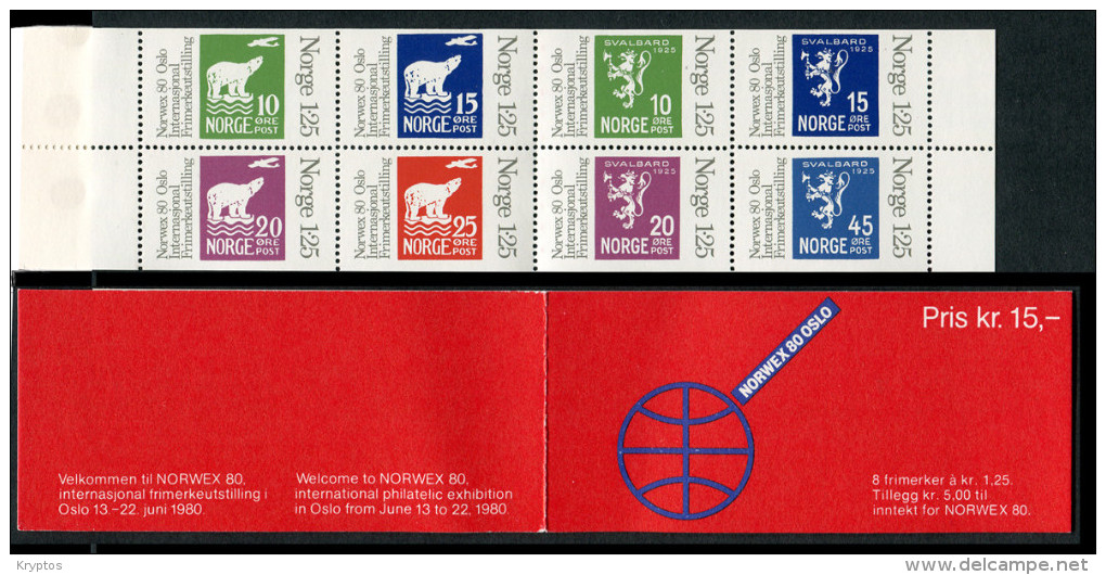 Norway 1978 - Stamp Exhibition "Norwex 80" - Complete Booklet (containing 8 Stamps) - Carnets