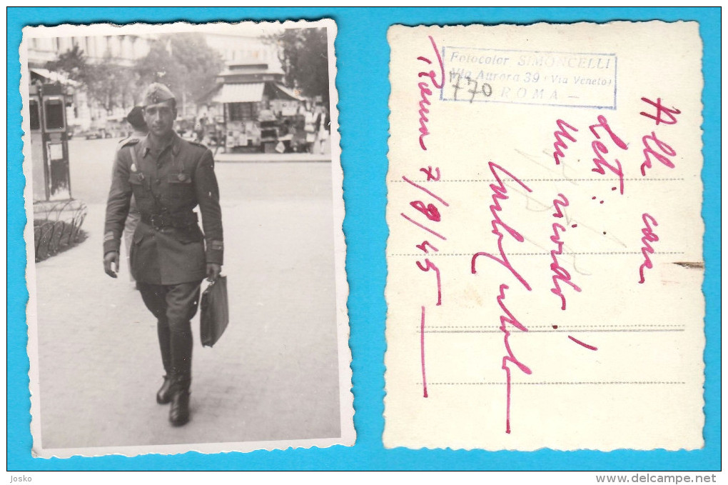 Italian Army - Officer ( Roma 07.08.1945. ) Vintage Photos * Esercito Italiano Ufficiale * Vecchia Foto Originale Italia - 1939-45