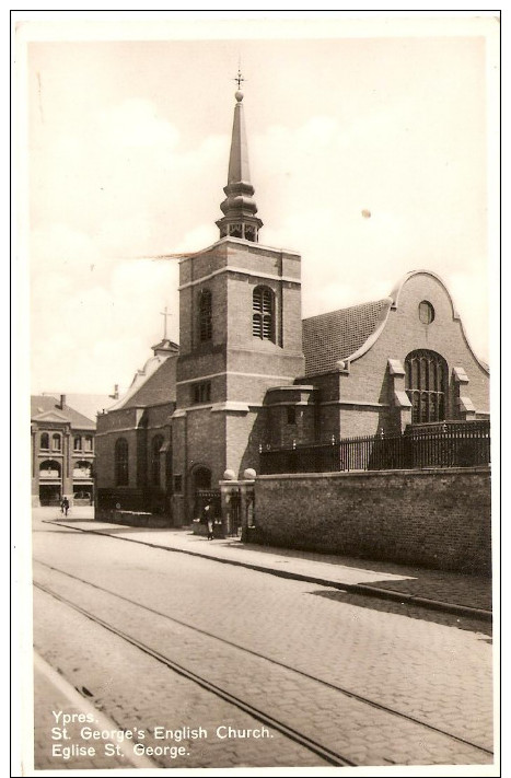 CARTOLINA - YPRES - ST. GEORE'S ENGLISH CHURCH. - BINARI TRAM - Altri & Non Classificati