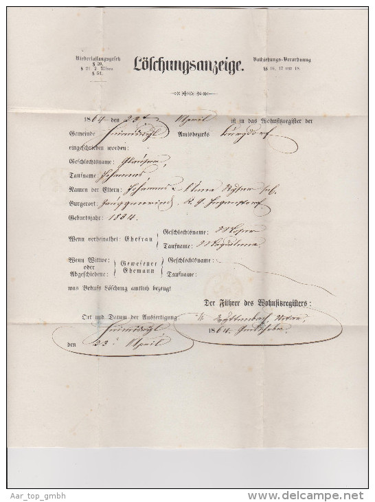 Heimat BE Heimiswyl 1864-04-23 Schreibschrift-O BOM>Konolfingen - Covers & Documents