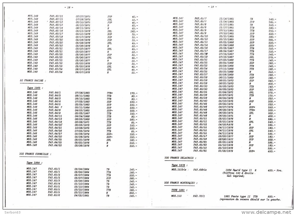 1 CATALOGUE 1992 COLLECTION PAPIER MONNAIE FRANCE ET ETRANGER 21X15cm EDITIONS NUMIS'AISNE 36 PAGES - Frans