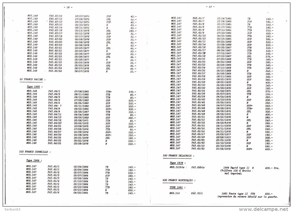 1 CATALOGUE 1992 COLLECTION PAPIER MONNAIE FRANCE ET ETRANGER 21X15cm EDITIONS NUMIS'AISNE 36 PAGES - Francés