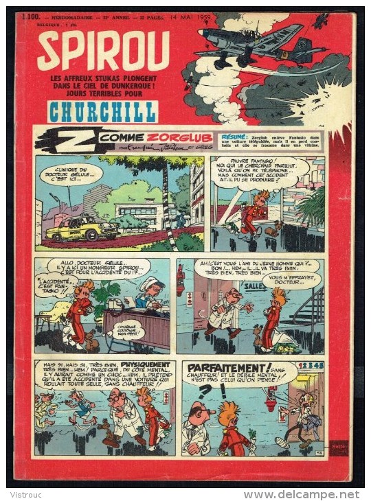 SPIROU N° 1100 -  Année 1959 -  Couverture " SPIROU " De FRANQUIN Et JIDEHEM. - Spirou Magazine