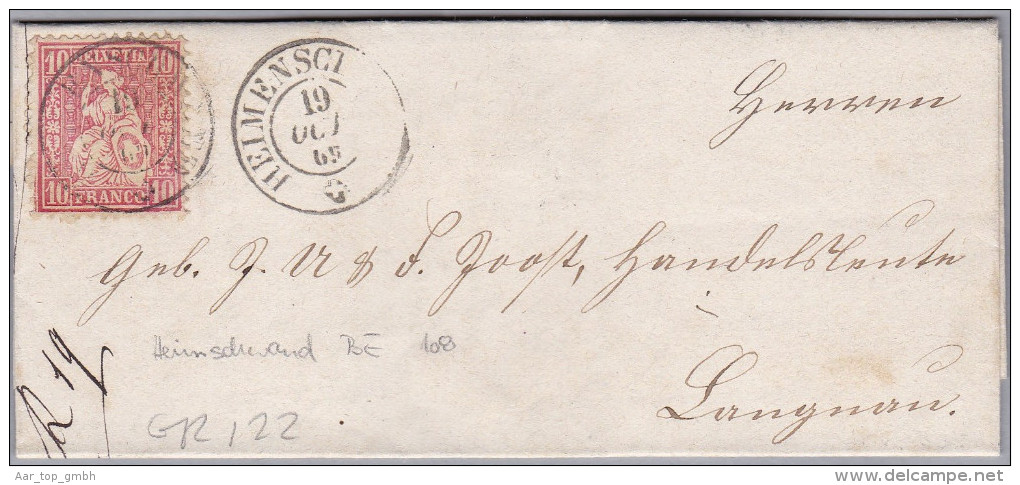 Heimat BE HEIMENSCHWAND 1869-10-19 Brief Nach Langnau - Storia Postale