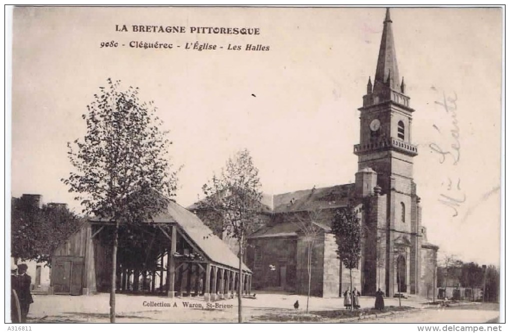 Cpa  CLEGUEREC L Eglise Les Halles - Cleguerec