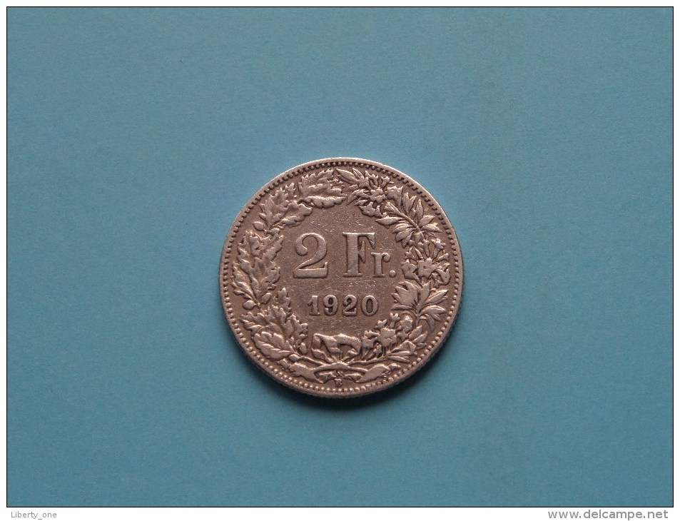 1920 Silver 2 FRANCS / FRANKEN - KM 21 ( Uncleaned Coin / For Grade, Please See Photo ) !! - Autres & Non Classés