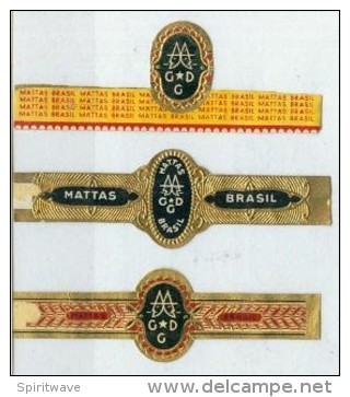 3 Alte Zigarrenbanderolen - Bauchbinden Der Zigarrenmarke: Mattas Brasil - Bagues De Cigares