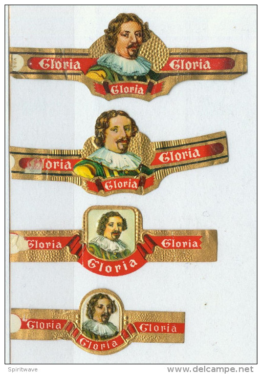 4 Alte Zigarrenbanderolen - Bauchbinden Der Zigarrenmarke: Gloria - Bauchbinden (Zigarrenringe)