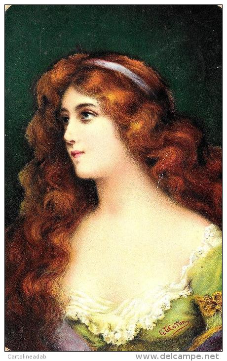 [DC4350] CARTOLINA - ILLUSTRATA - RITRATTO DI DONNA - Viaggiata - Old Postcard - Donne